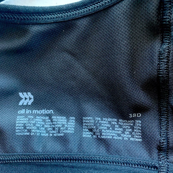 Womens High Support Sculpt Zip Front Bra - All in Motion - Black size 38D EUC - Picture 12 of 12